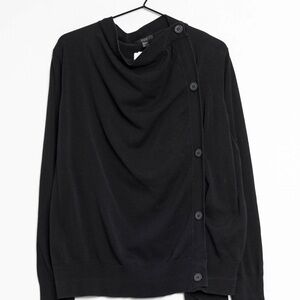 COS Asymmetrical black cardigan with side buttons